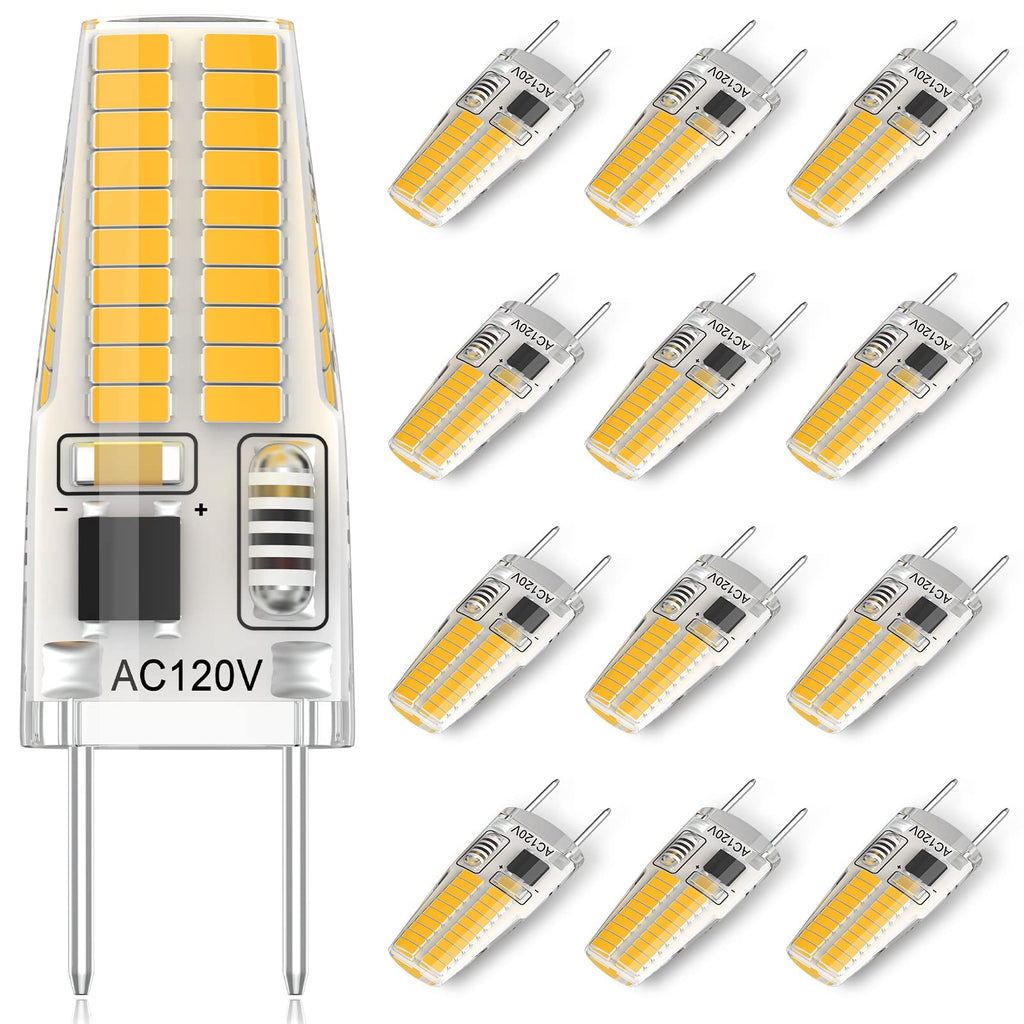 12-Pack G8 LED Bulb Dimmable, 120V 20W 25W T4 JCD Type Bi-Pin Halogen Replacement for Under Cabinet Puck Lighting