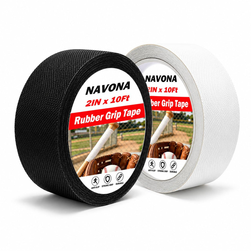 Anti Slip Rubber Grip Tape, 2 Rolls, 2" x 20 FT Total, Black & White
