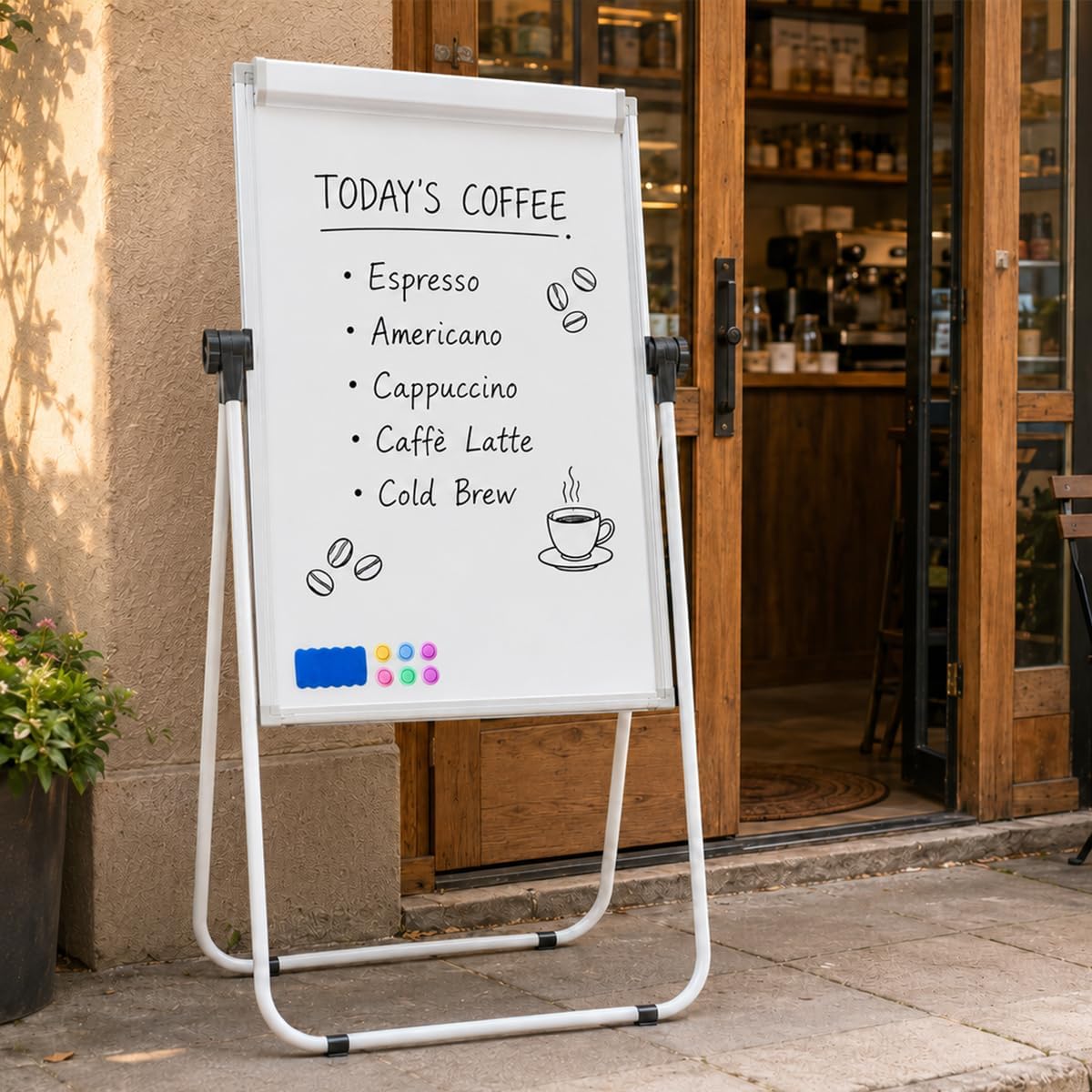 40x28 Double Sided Magnetic Whiteboard U Stand, Reversible Dry Erase Easel | Portable Whiteboard Easel with Flipchart