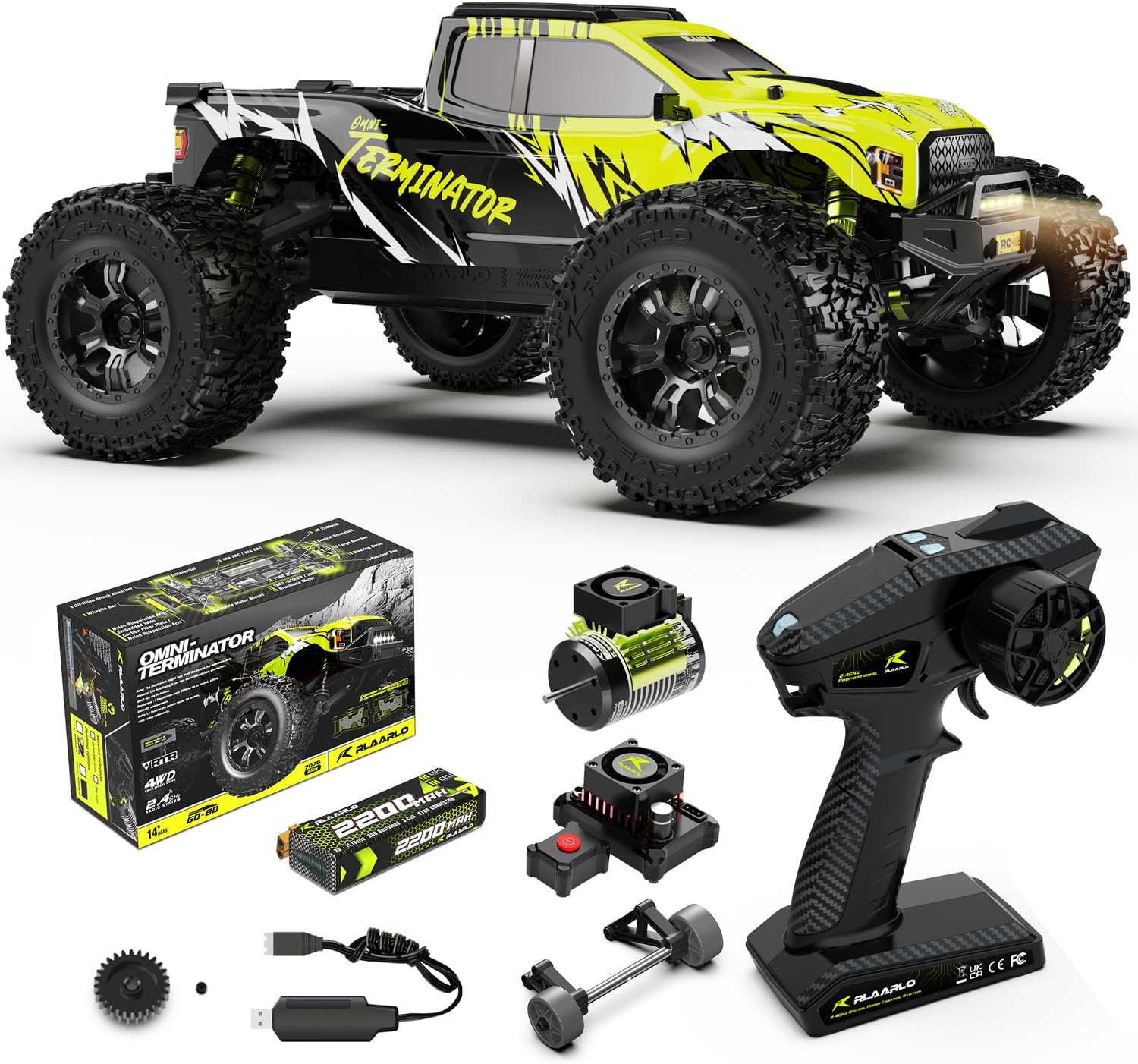 1/10 RTR Brushless Fast RC Cars for Adults,Max 50mph Hobby Electric Off-Road Monster Truck,Waterproof High Speed RC
