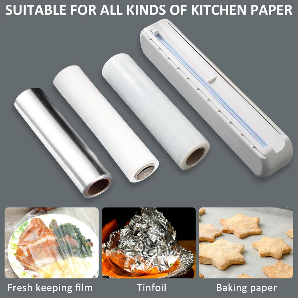 Plastic Wrap Dispenser With Cutter, Reusable Cling Film Dispenser, Cling Wrap Dispenser With Slide Cutter, Also For