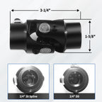 RABROPAR 3/4" 30 Spline X 3/4" DD Single Steering Shaft Universal U Joint Coupler Black