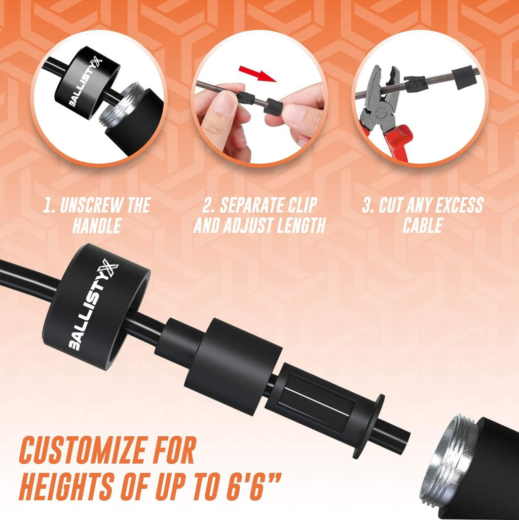 Ballistyx Jump Rope - Premium Speed Jump Rope with 360 Degree Spin, Steel Handles, Silicone Grips and 2 x Adjustable