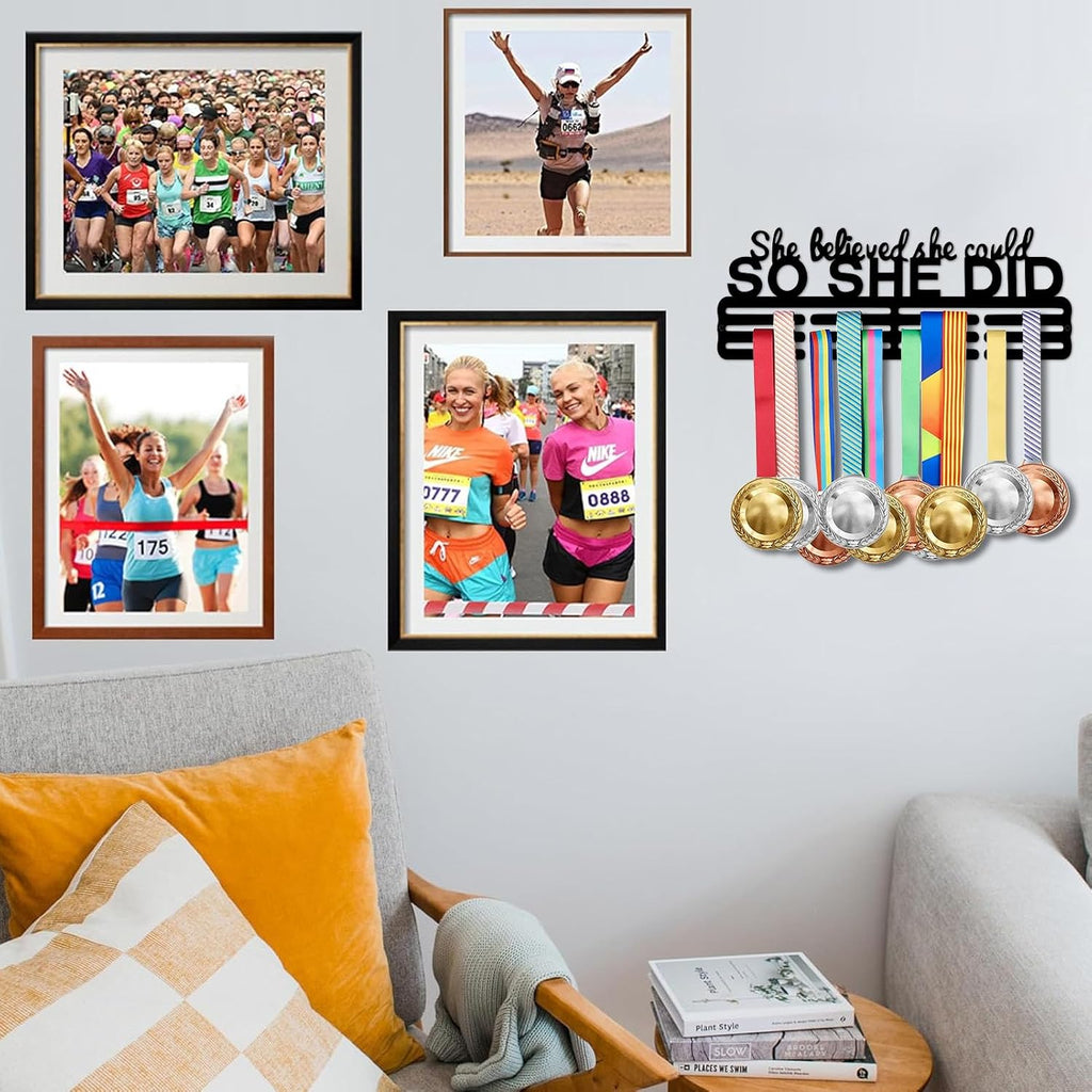 Medal Hanger Holder Display Wall Rack Frame Shelf-Medal Hanger Awards Ribbon Soccer,Gymnastics,Holder Display Rack