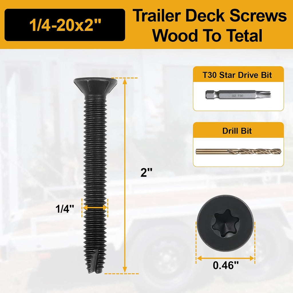 1/4-20 x 2 100Pcs Flat Head Thread Cutting Self Drilling Deck Screws