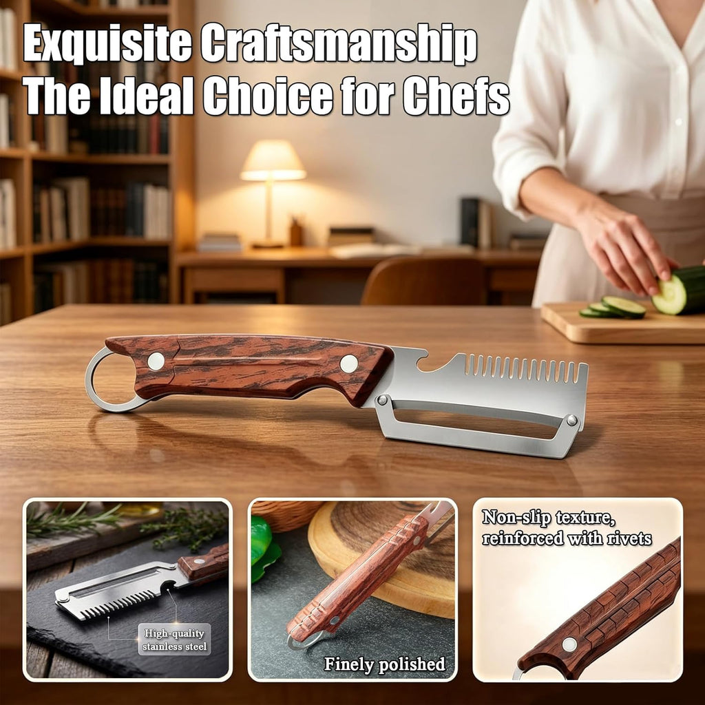 Multifunctional Vegetable Peeler, Vegetable Peeler with Wooden Handle and Bottle Opener, 2PCS 3-in-1 Peeler & Bottle