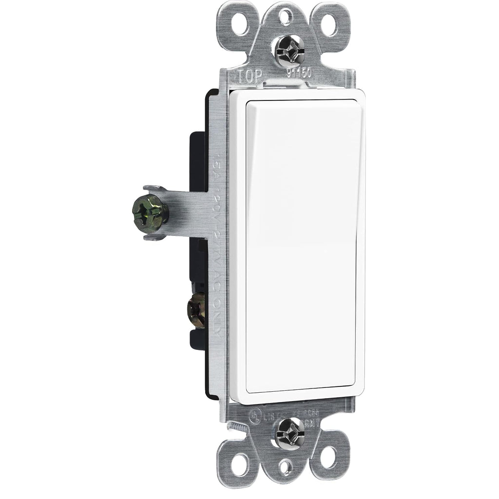 ENERLITES White Single Pole Decorator Paddle Light Switch, 15A, 1 Pack