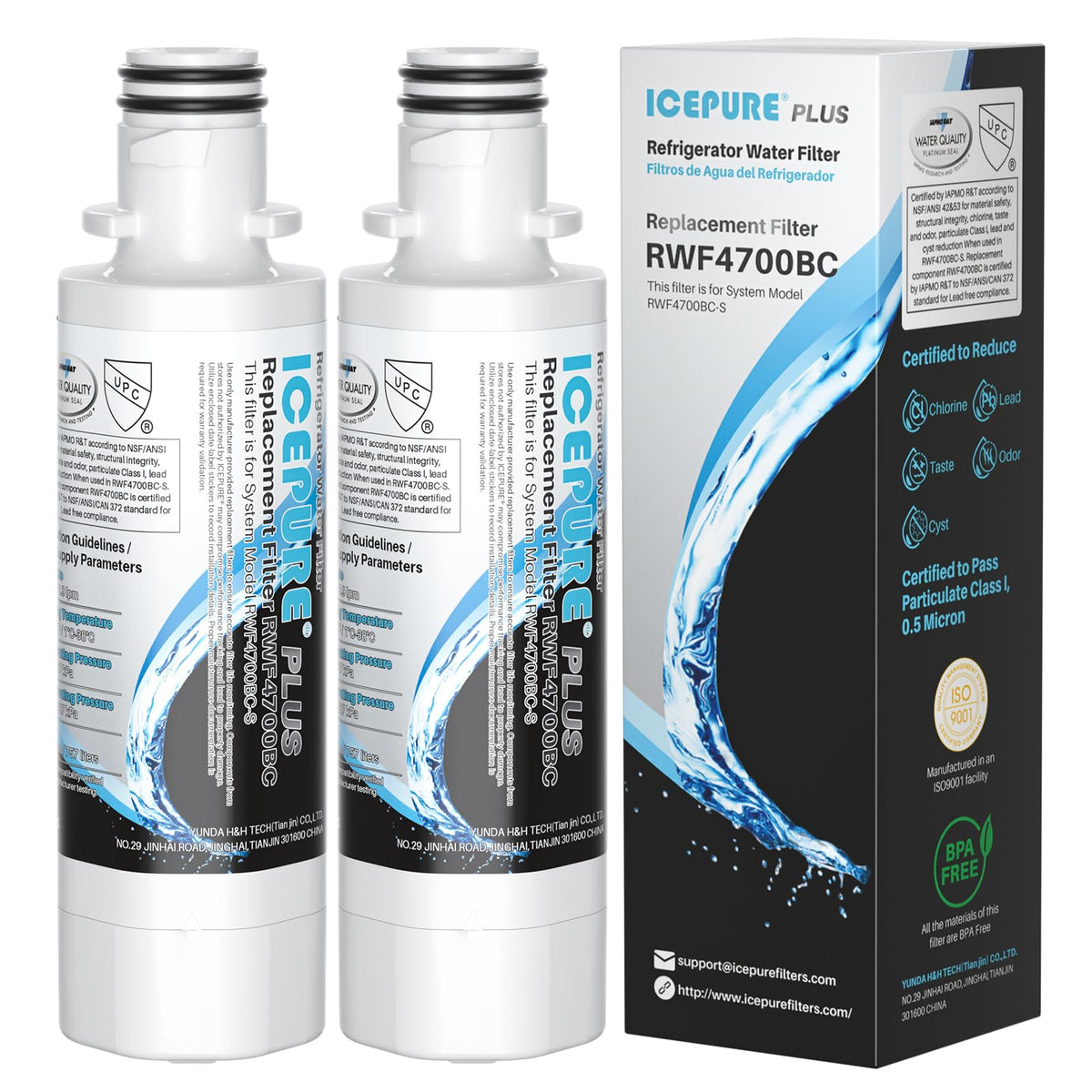 PLUS ADQ747935 NSF/ANSI 53 & 42 Certified Refrigerator Water Filter, Remove Lead, Replacement for LG LT1000P/PC/PCS