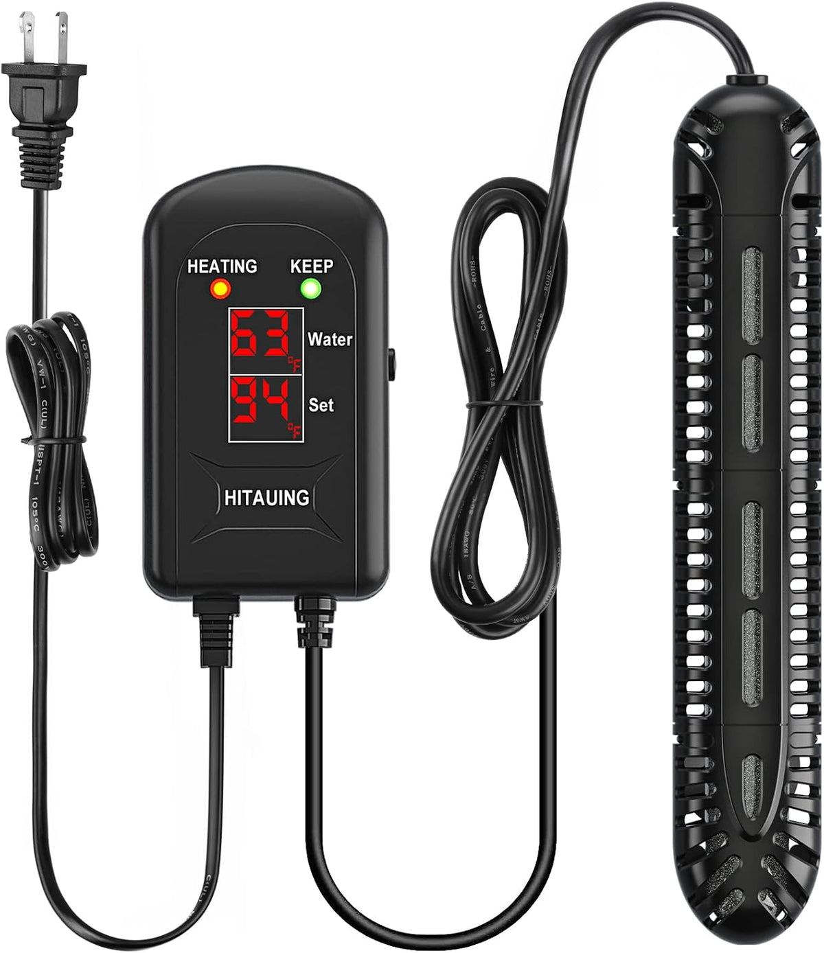 Aquarium Heater, 200W Fish Tank Heater with LED Digital Display & 5 Safety Protection, Submersible Aquarium Heater