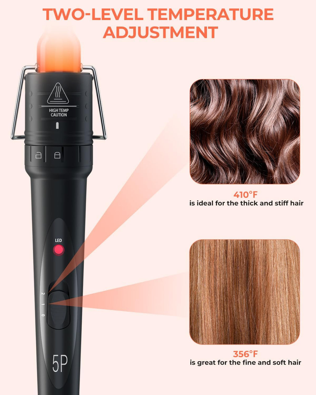 5 in 1 Curling Wand Set, 0.35"-1.25" Interchangeable Ceramic Barrels