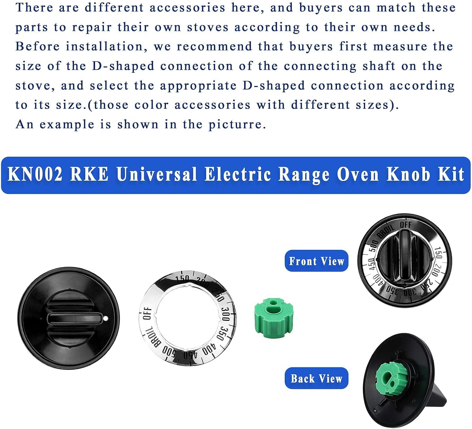Electric Range Burner Knob Kit KN002 RKE Electric Range Oven Knob Handle Kit Compatible with Whirlpool Gas Stove