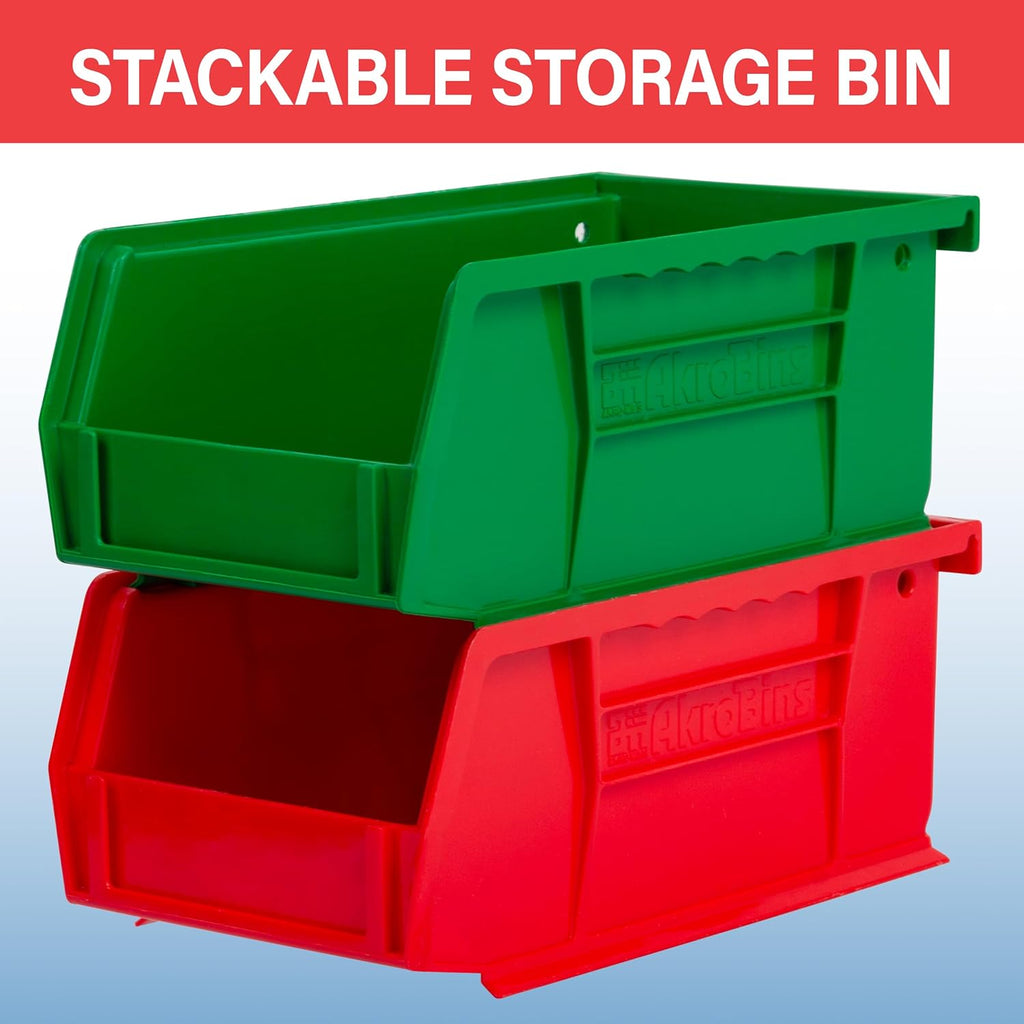 30220 AkroBins Plastic Storage Bins, 7"x4"x3", Blue, 24-Pack | Space-Saving Stackable Bins for Garage, Pantry, Craft