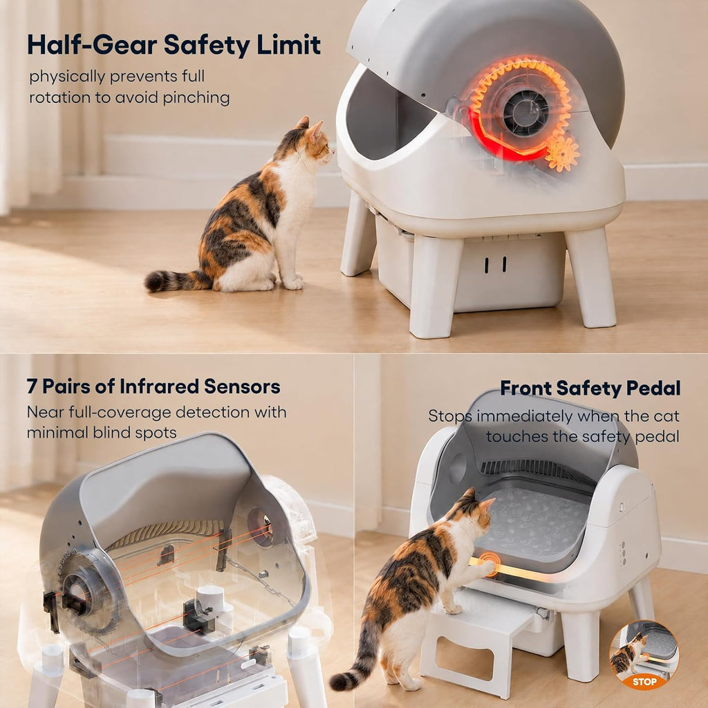 Automatic Litter Box, Self Cleaning Litter Box with Safety Sensors