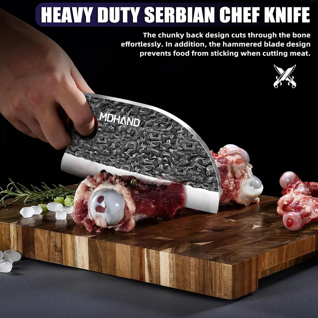Butcher Knife Set, Hand Forged Serbian Chef Knife Set Gift for Men
