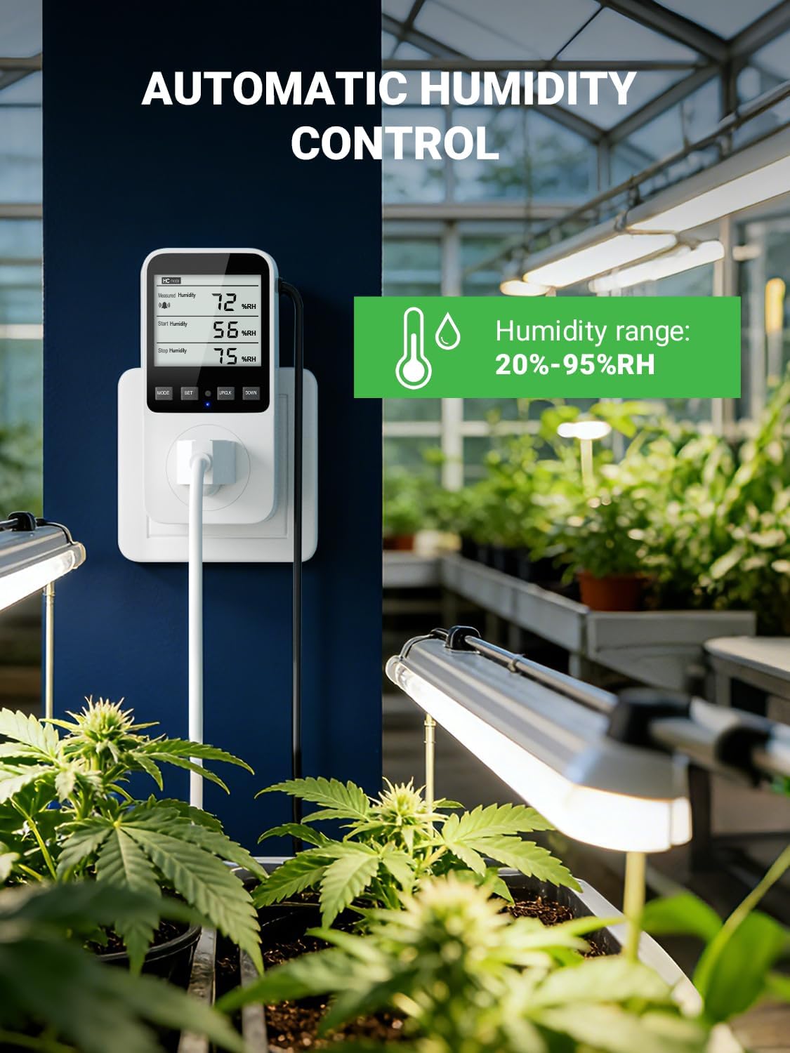Temperature and Humidity Controller, Thermostat Controlled Outlet | Temperature Humidity Alarms for Humidifier, Plug