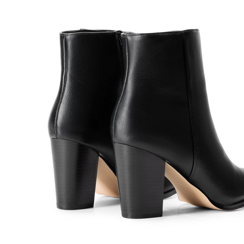 Women's Ankle Boots Chunky Block Heel Booties,Black/Pu,8.5