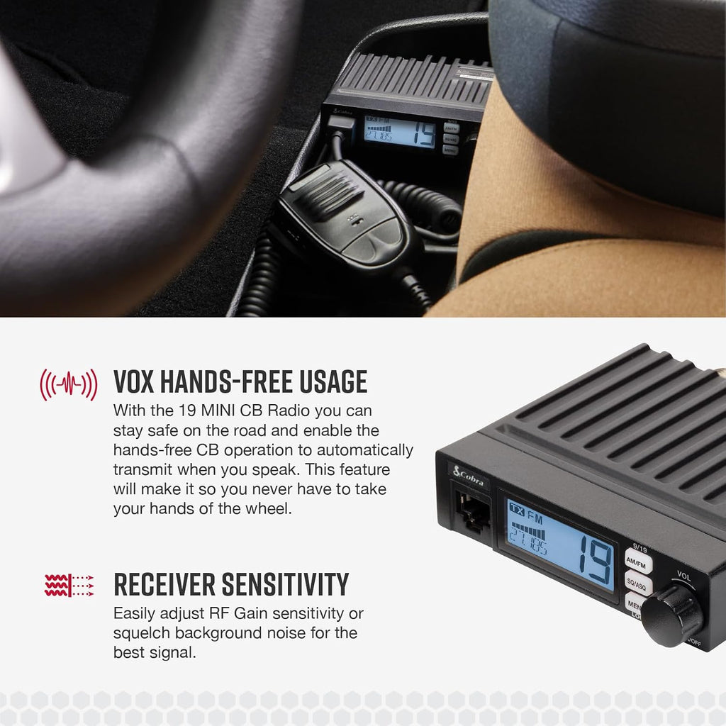 19 MINI AM/FM Recreational CB Radio, Dual-Mode AM/FM, 40 Channels | Travel Essentials, Time Out Timer, VOX, Auto