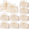 30 Pack Wedding Favor Boxes, Small Gift Boxes for Guest with Handle, White Elegant Chocolate Treat Candy Boxes with