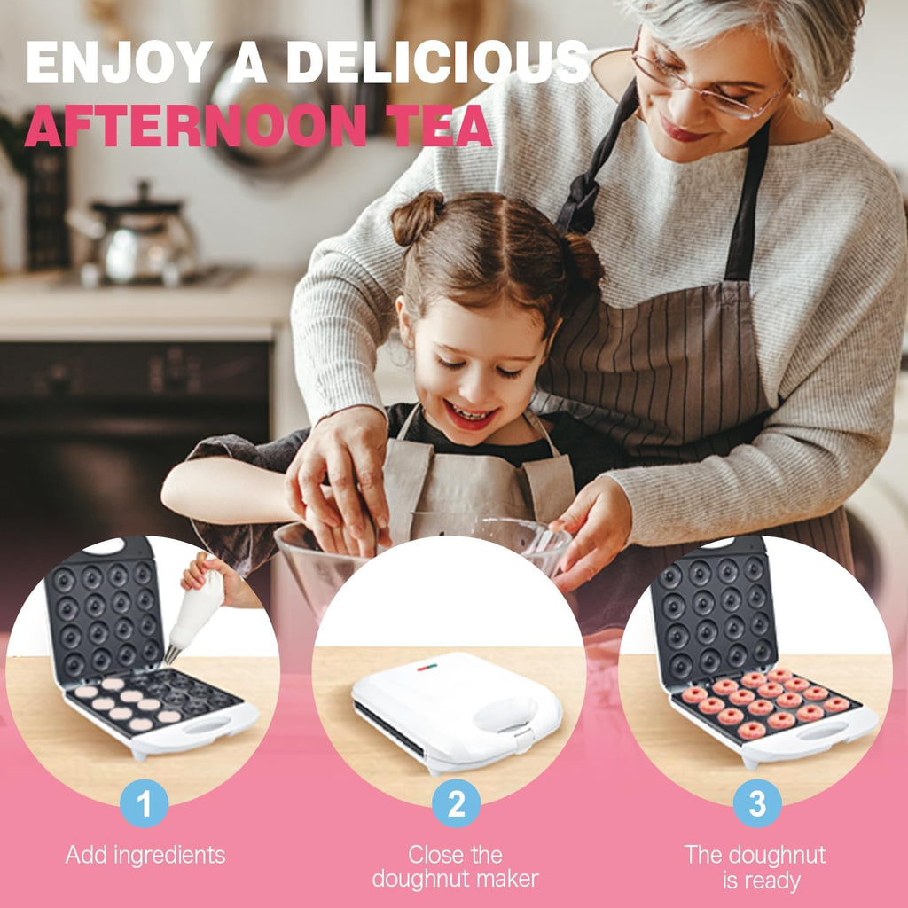 Mini Donut Maker | Non-Stick, 2 Inch, 16 Donuts, Cool-Touch