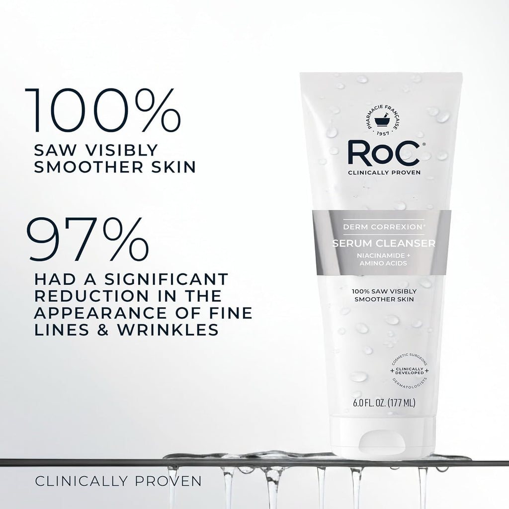 Derm Correxion Serum Facial Cleanser with Niacinamide and Amino Acids for Anti-Aging & Fine Lines, Makeup Remover, 6