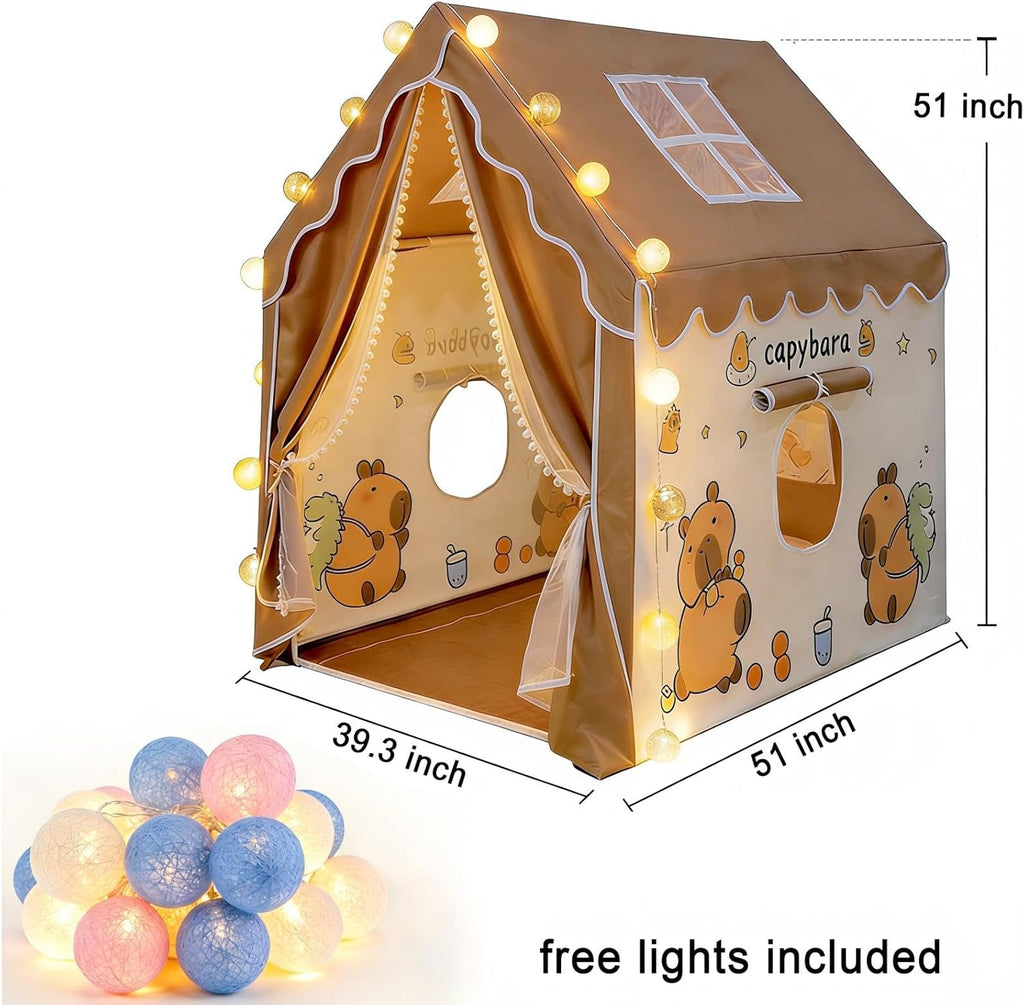 Kids Tent with Lights, Capybara Kids Play Tents for Toddlers Large Playhouse, Toy House Gift for Boys & Girls, Indoor