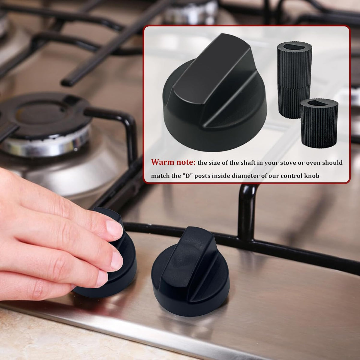 4 Pack Universal Stove Switch Knob Replacements with 12 Adapters