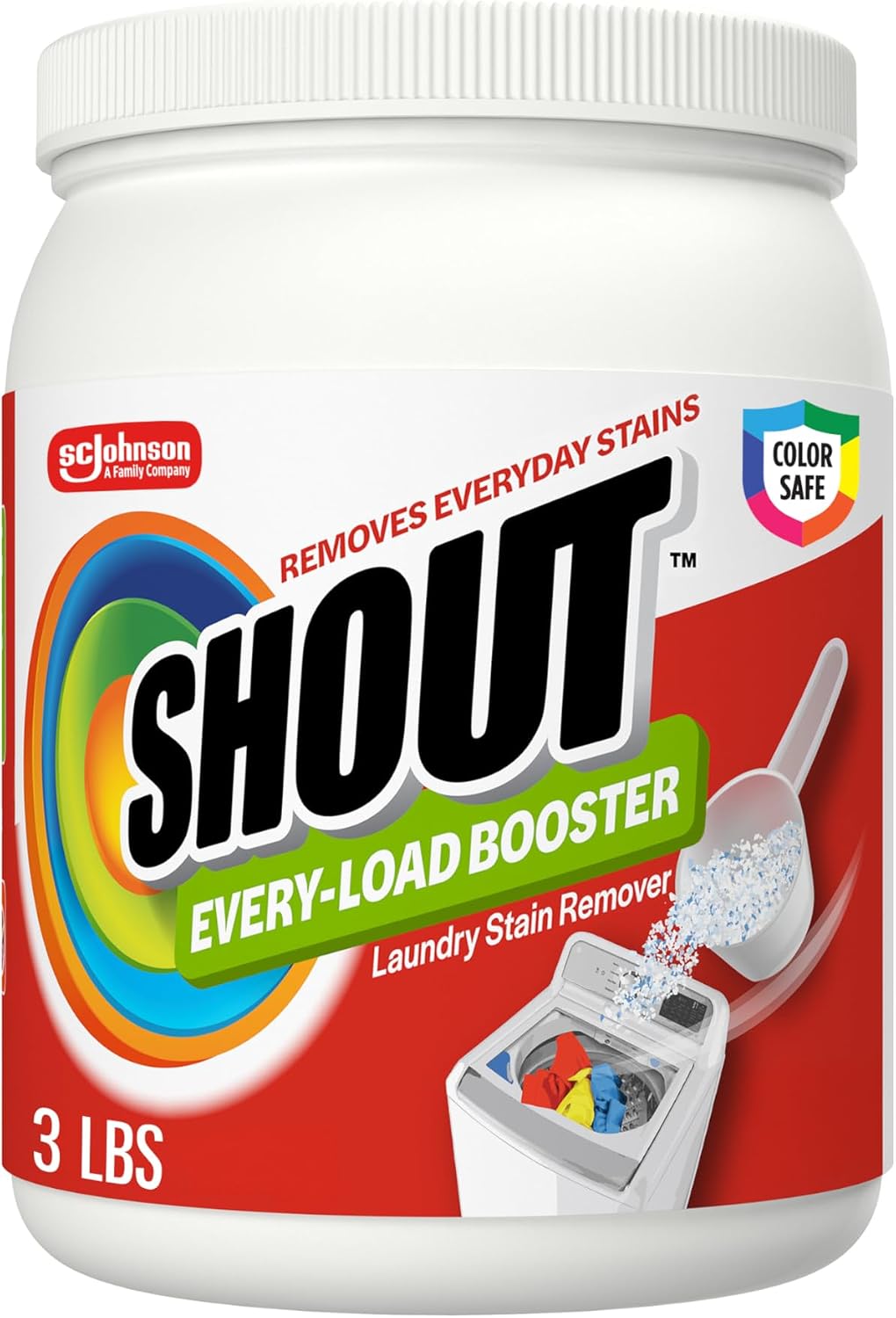 In-Wash Every-Load Booster Laundry Stain Remover, Bleach-Free & Color Safe, HE Compatible, Removes Grass, Coffee