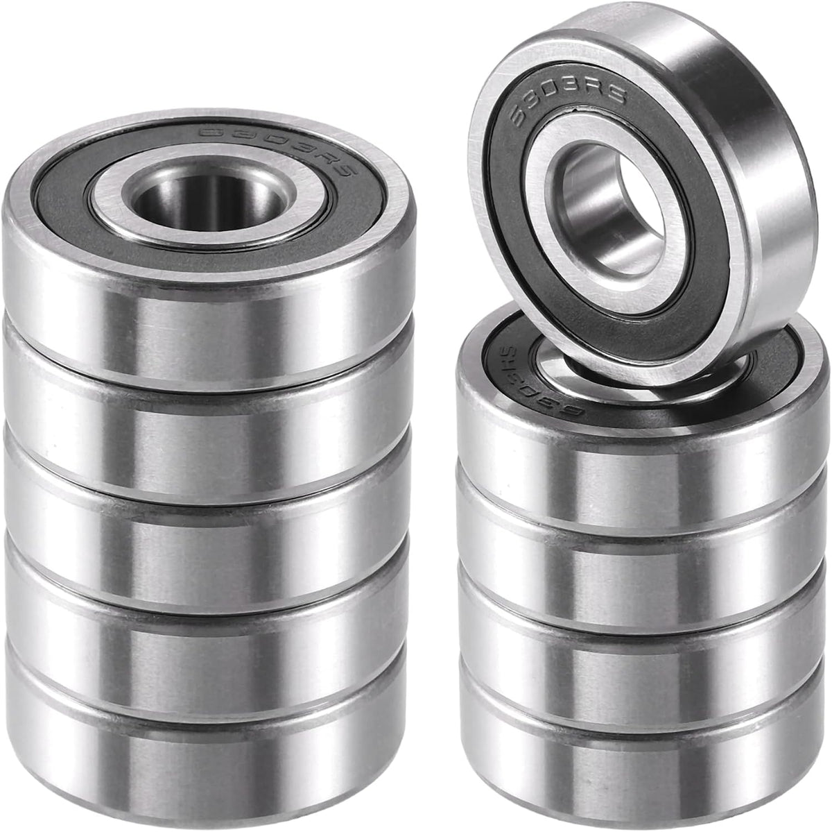 ACROPIX 6303-2RS Bearings Double Rubber Sealed Deep Groove Ball Bearings 17x47x14mm Silver Tone - Pack of 10