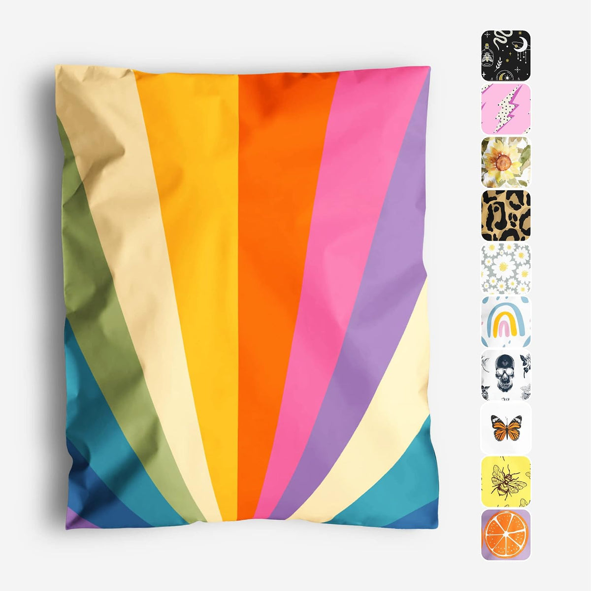 10x13 Poly Mailers, Retro Rainbow Design Shipping Bags,50 Pack