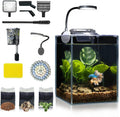 1.25 Gallon Fish Tank Small Glass Aquarium Kit Starter Set Dark Background