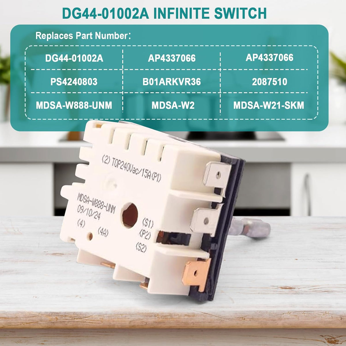 DG44-01002A Dual Ring Infinite Switch for Samsung Electric Stove Burner