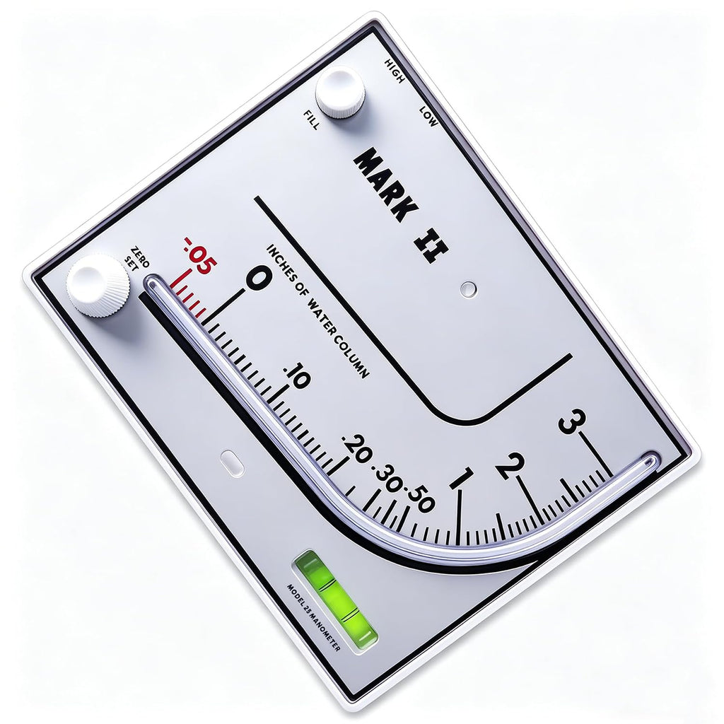 Mark II 25 Liquid Filled Manometer, 3" wc, 3% Accuracy for Pressure Testing