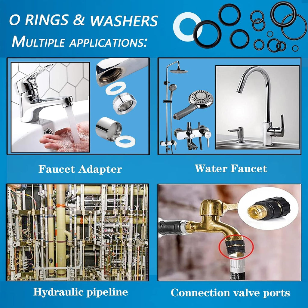 1000 Pcs 18 Size O Ring Kit+18 Size Rubber Washers Assortment Kit