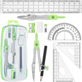 Math Geometry Set for Students 10 Pcs Compass Geometry Tools Kit Includes Protractor Compass Lead Refills Rulers
