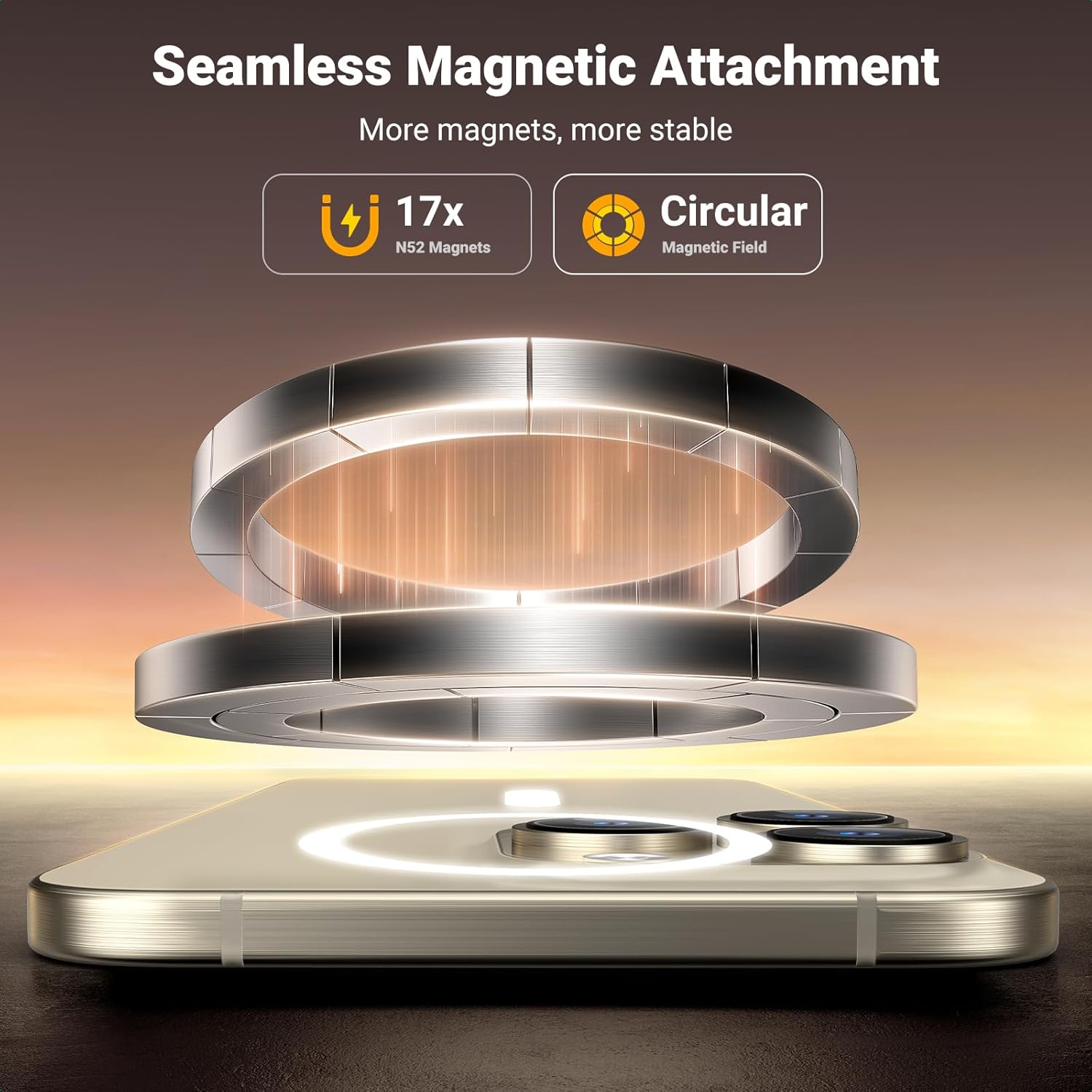 Magnetic Phone Stand for MagSafe, Height Adjustable iPhone Stand for Desk with 360° Rotation Compatible for iPhone 17