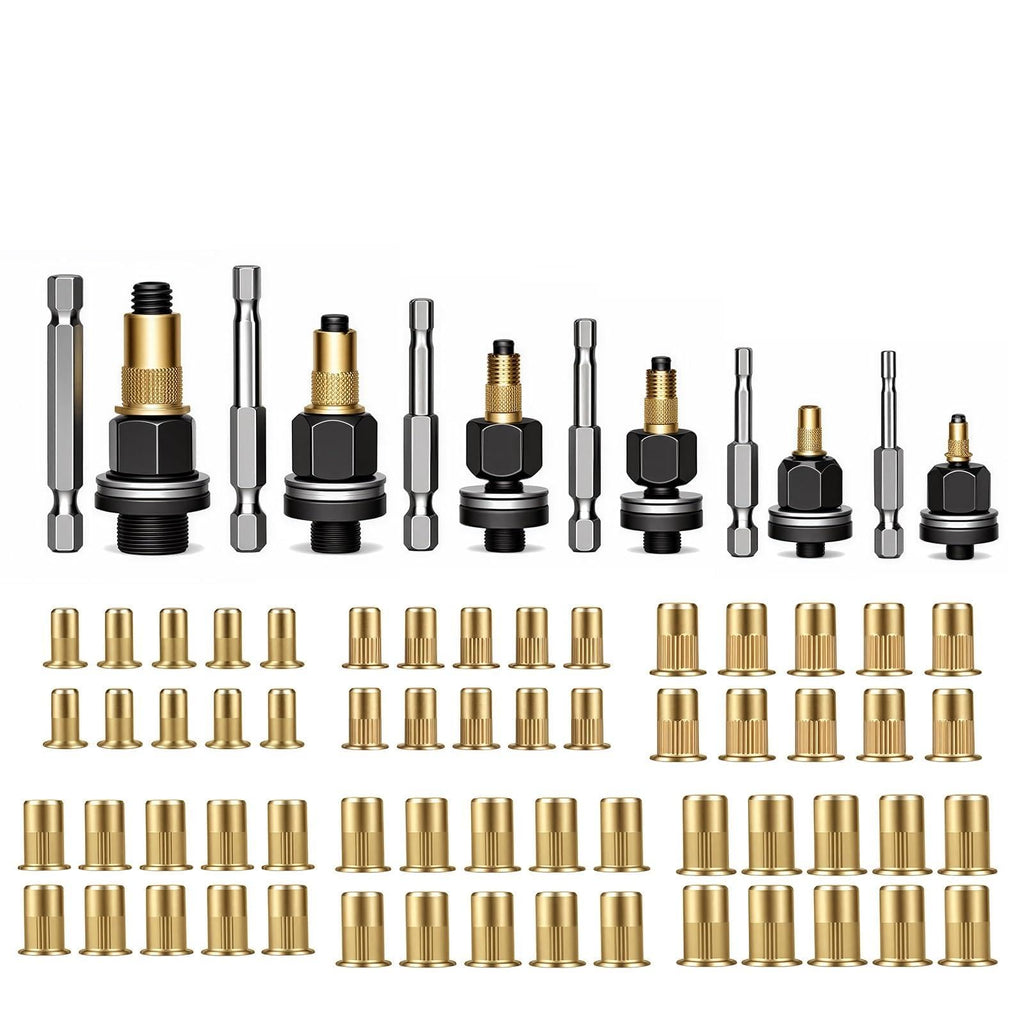 Carbon Steel Rivet Nut Tool Kit Mandrel Head Set M3-M10 Hardware Rivets Nut
