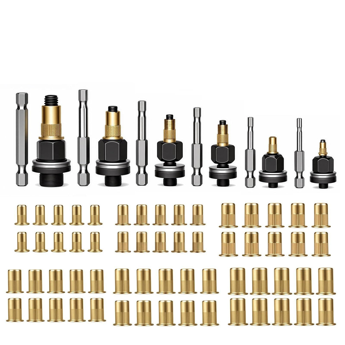 Carbon Steel Rivet Nut Tool Kit Mandrel Head Set M3-M10 Hardware Rivets Nut
