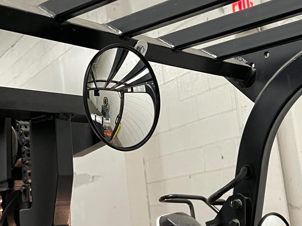 Universal 6in Round Spot Forklift Mirror with Arm | WIDE-ANGLE VISIBILITY: Convex glass expands your field of view to
