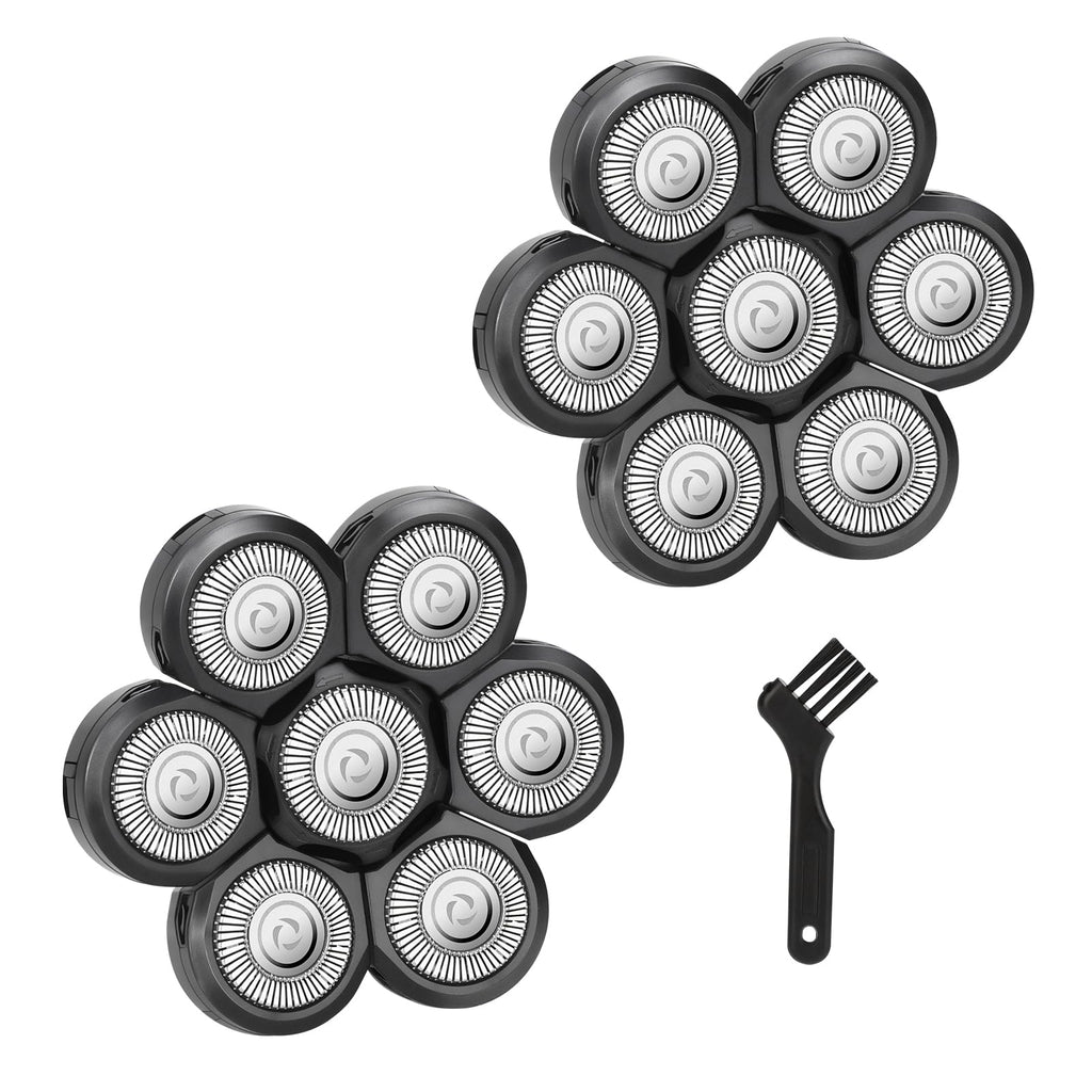 2 PC 7 Men's Electric Shaver Replacement Heads + 1 Cleaning Brush