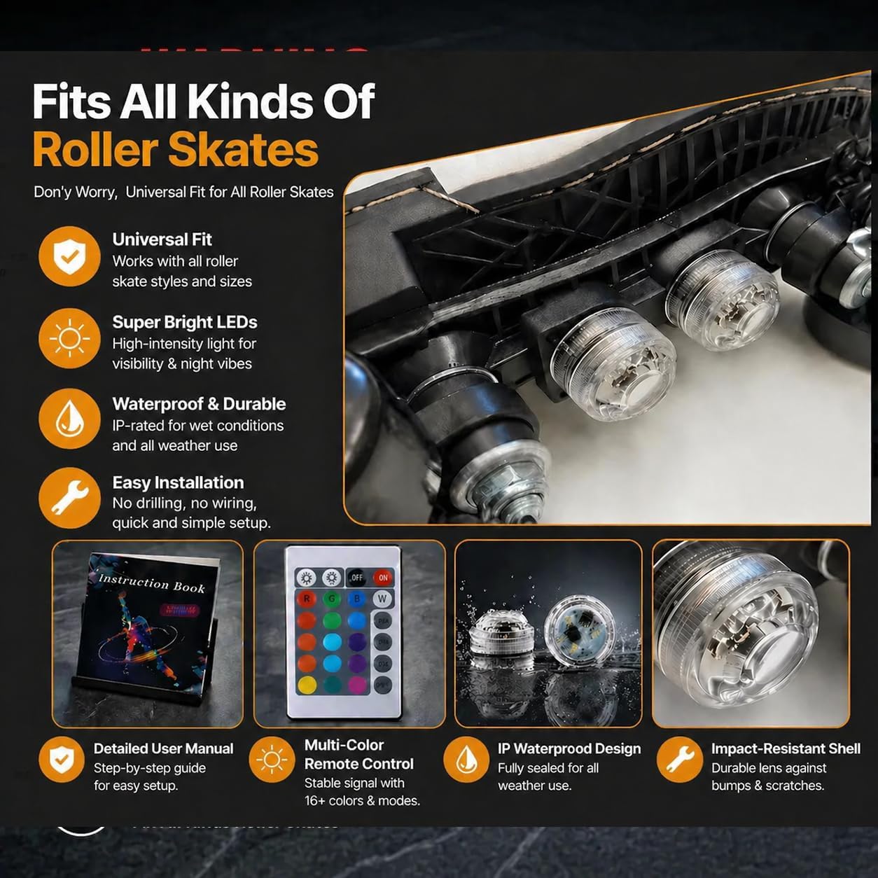 Roller Skate Lights,Accessories for Skate Skating,Lights LED Accessory for Quad Rink Skate Inline Skate Blade ice