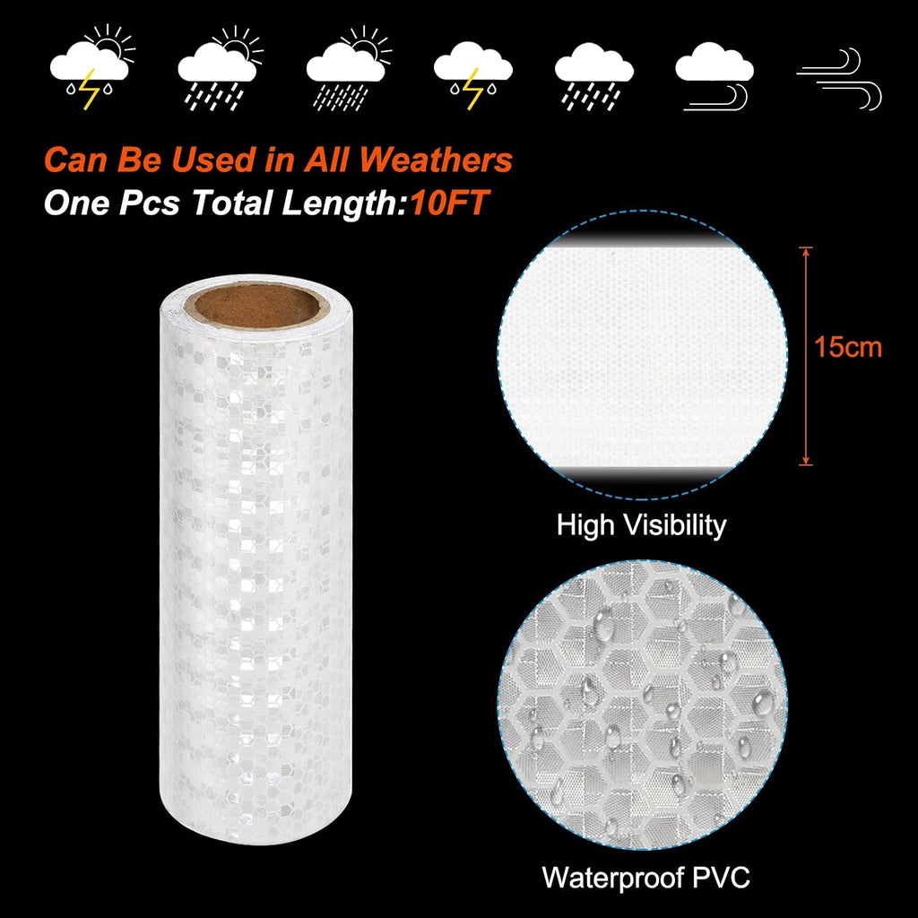 Reflective Tape, 6 Inch x 10 FT Waterproof High Visibility Self-Adhesive Warning Safety Tape Reflective Stickers