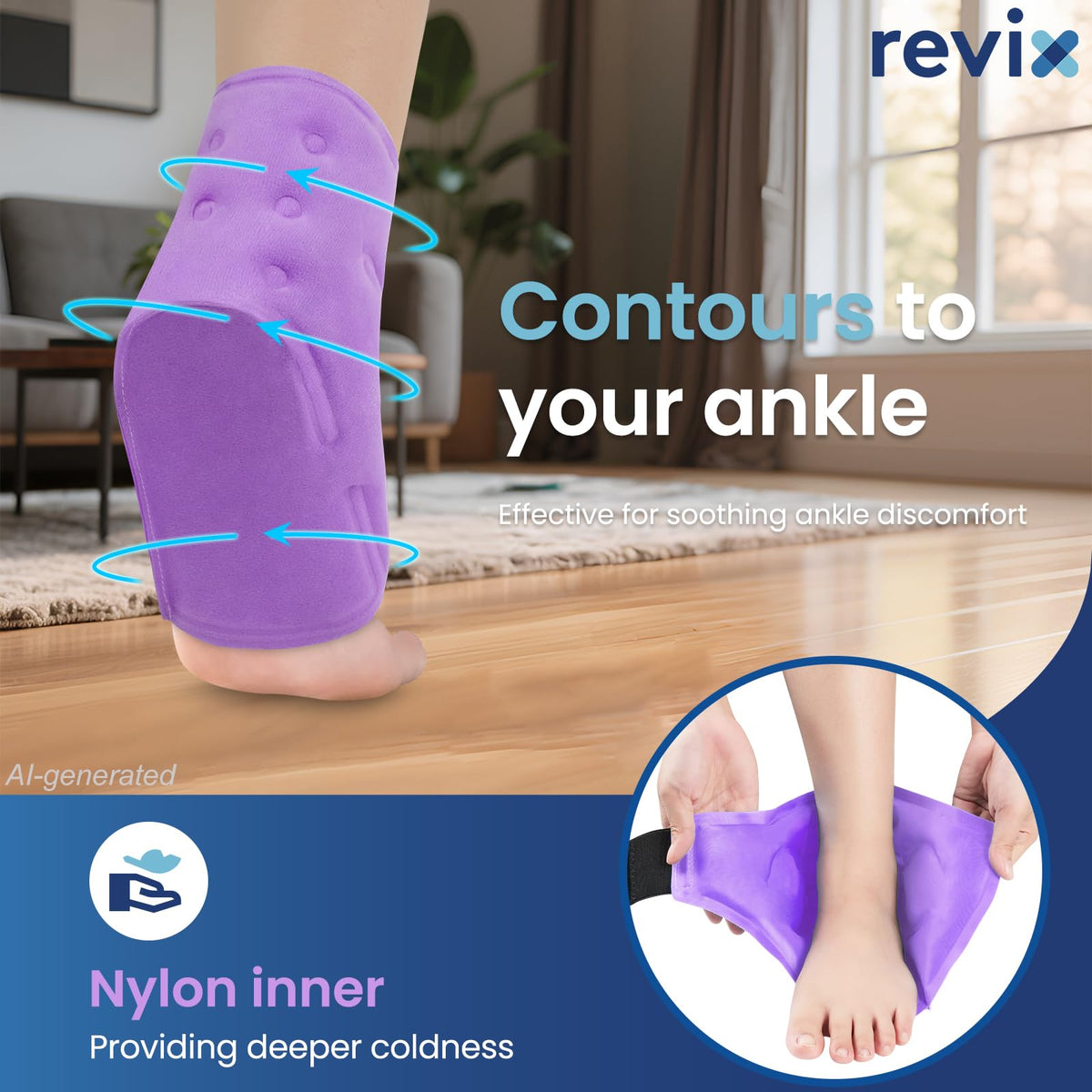 Foot Ice Pack Wrap, All-in-One Wearable Design, Purple