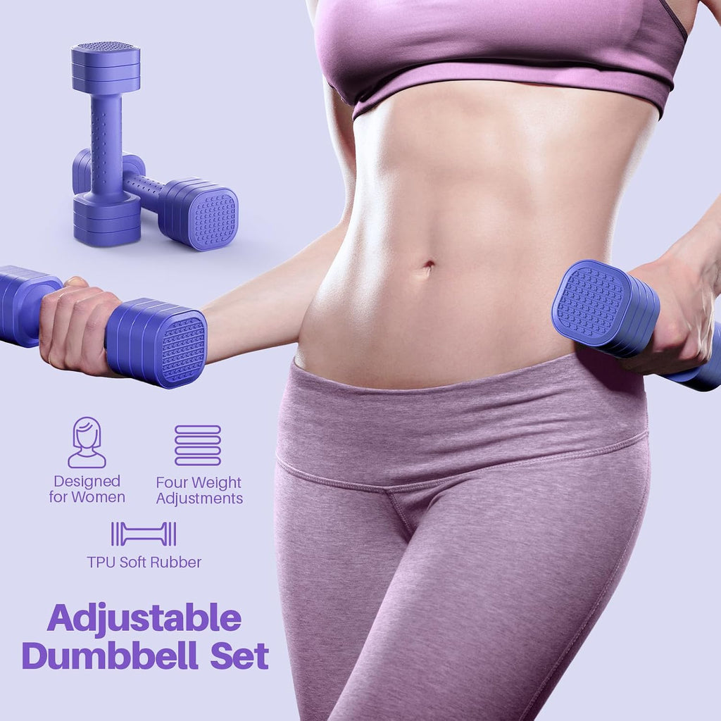Hand Weights for Women at Home 2-5 lb Light Adjustable Dumbbells Set | Adjustable 2-5 lb(A Pair 4lb 6lb 8lb 10lb)