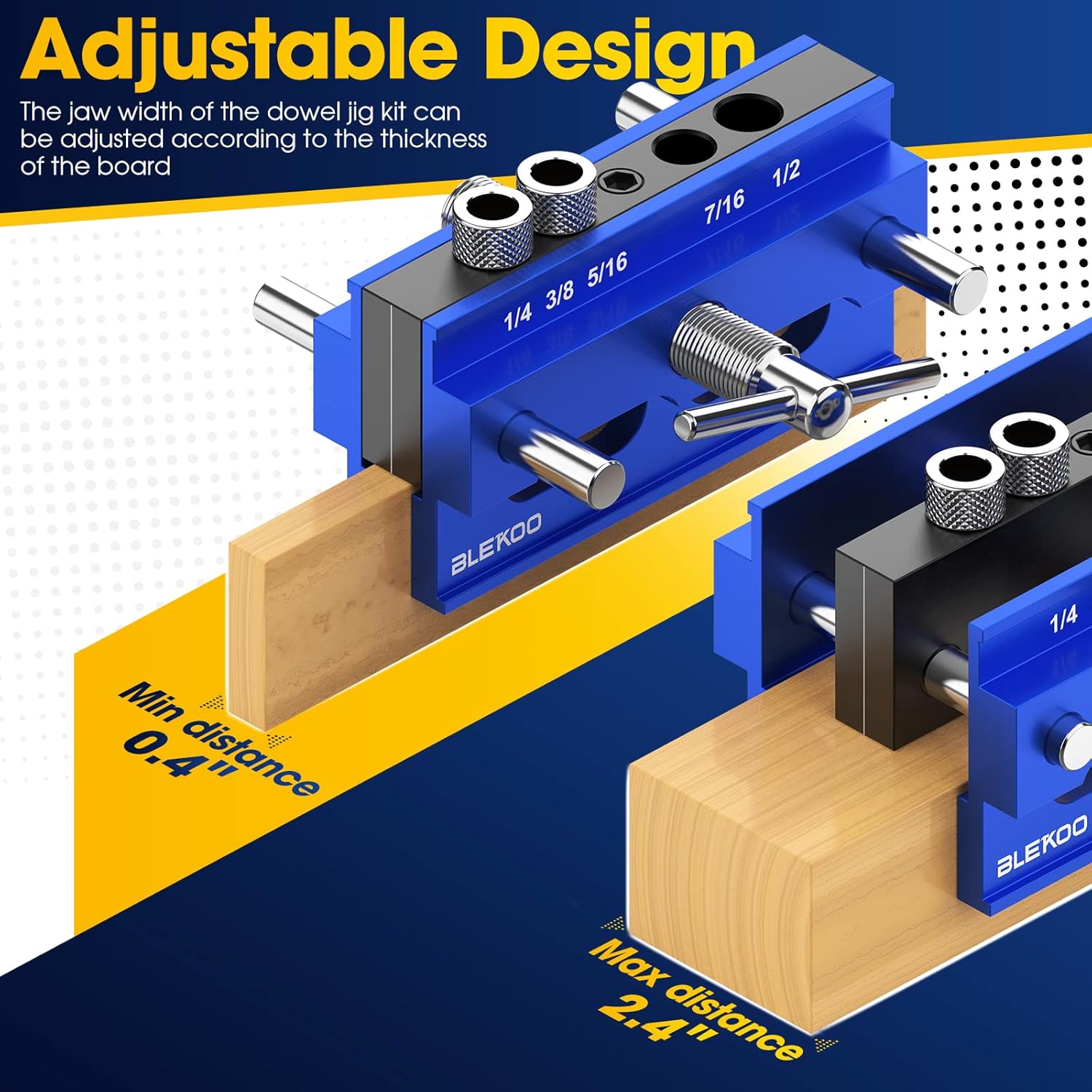 Self Centering Doweling Jig Kit, Drill Jig For Straight Holes Biscuit Joiner Set With 6 Drill Guide Bushings