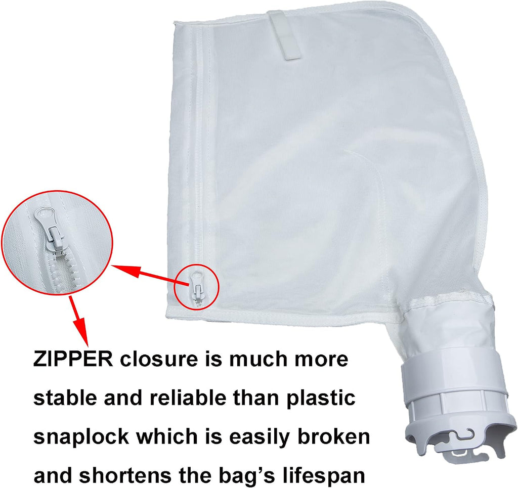 ATIE Pool Cleaner Fine Mesh Bag with Zipper Enclosure, Compatible with Pentair Kreepy Krauly Legend, Platinum, Letro Pool Cleaners Debris Bag 360002 and EU16 Bag (2 Pack)
