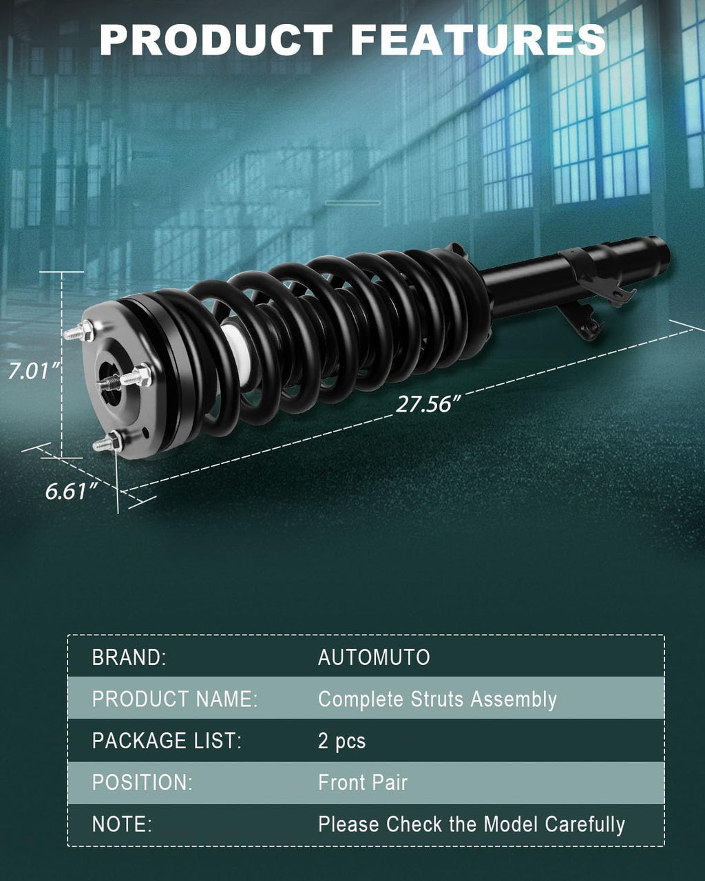 AUTOMUTO Strut Spring Assembly Front Pair Fit 2003-2008 for Mazda 6