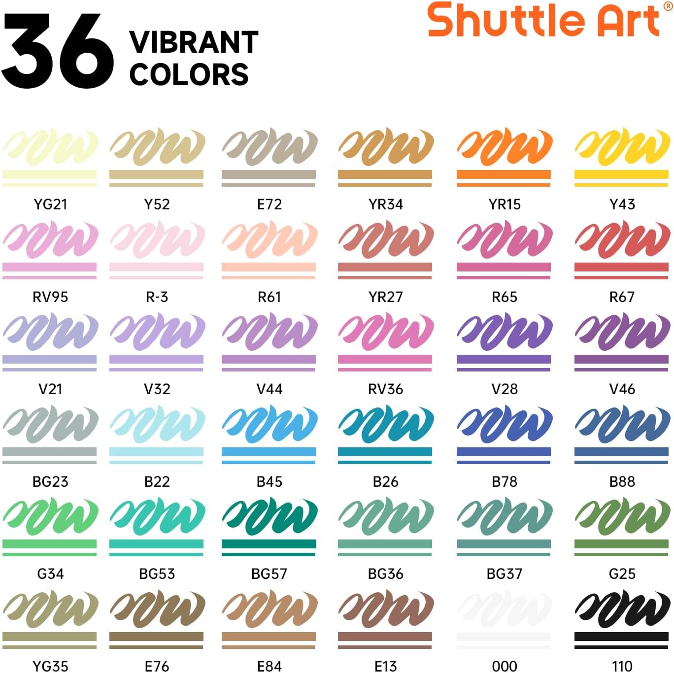 Automatic Ink Control Acrylic Paint Markers, 36 Colors Brush Tip Acrylic Paint Pens for Rock Painting, Ceramic, Wood