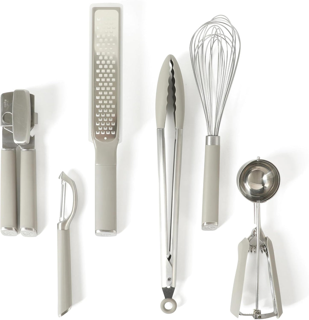 Edge 6-Piece Stainless Steel Kitchen Tool & Gadget Set, Kitchen Utensil Set with Silicone Accent, Can opener