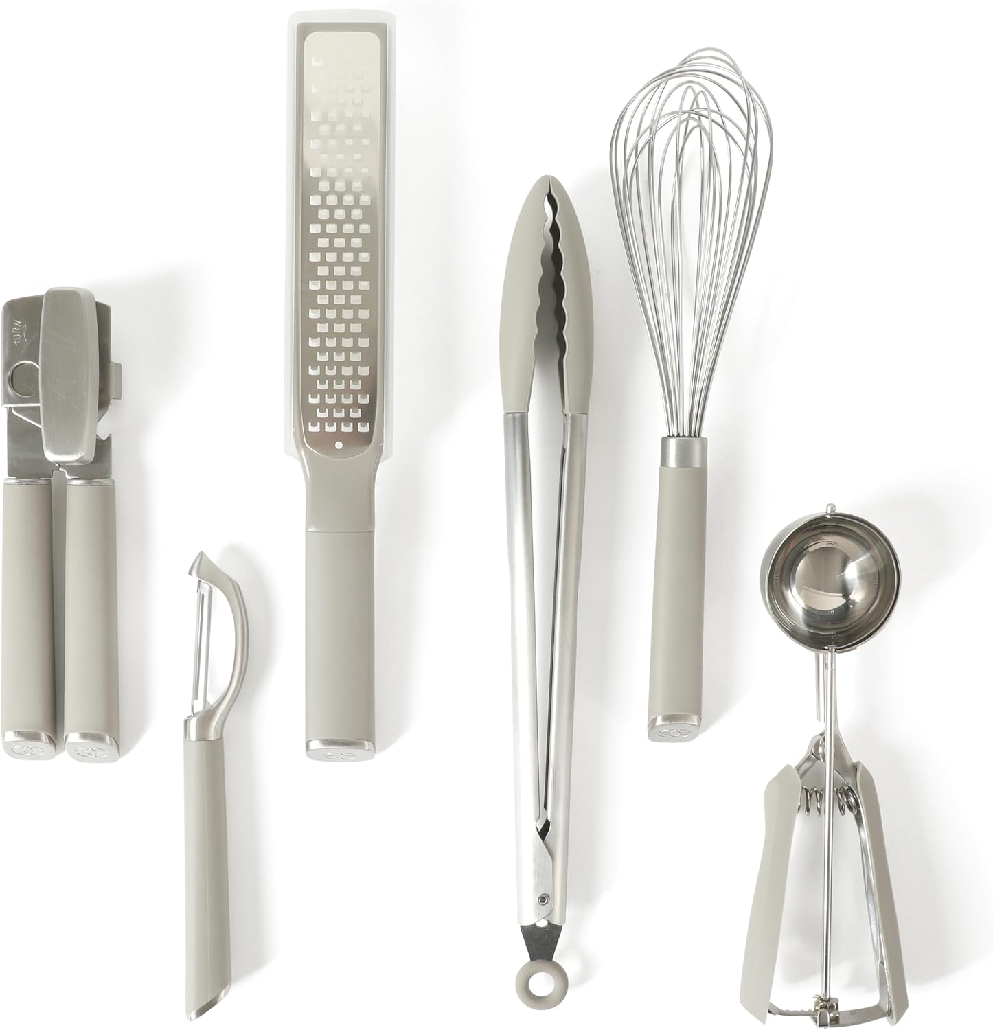 Edge 6-Piece Stainless Steel Kitchen Tool & Gadget Set, Kitchen Utensil Set with Silicone Accent, Can opener