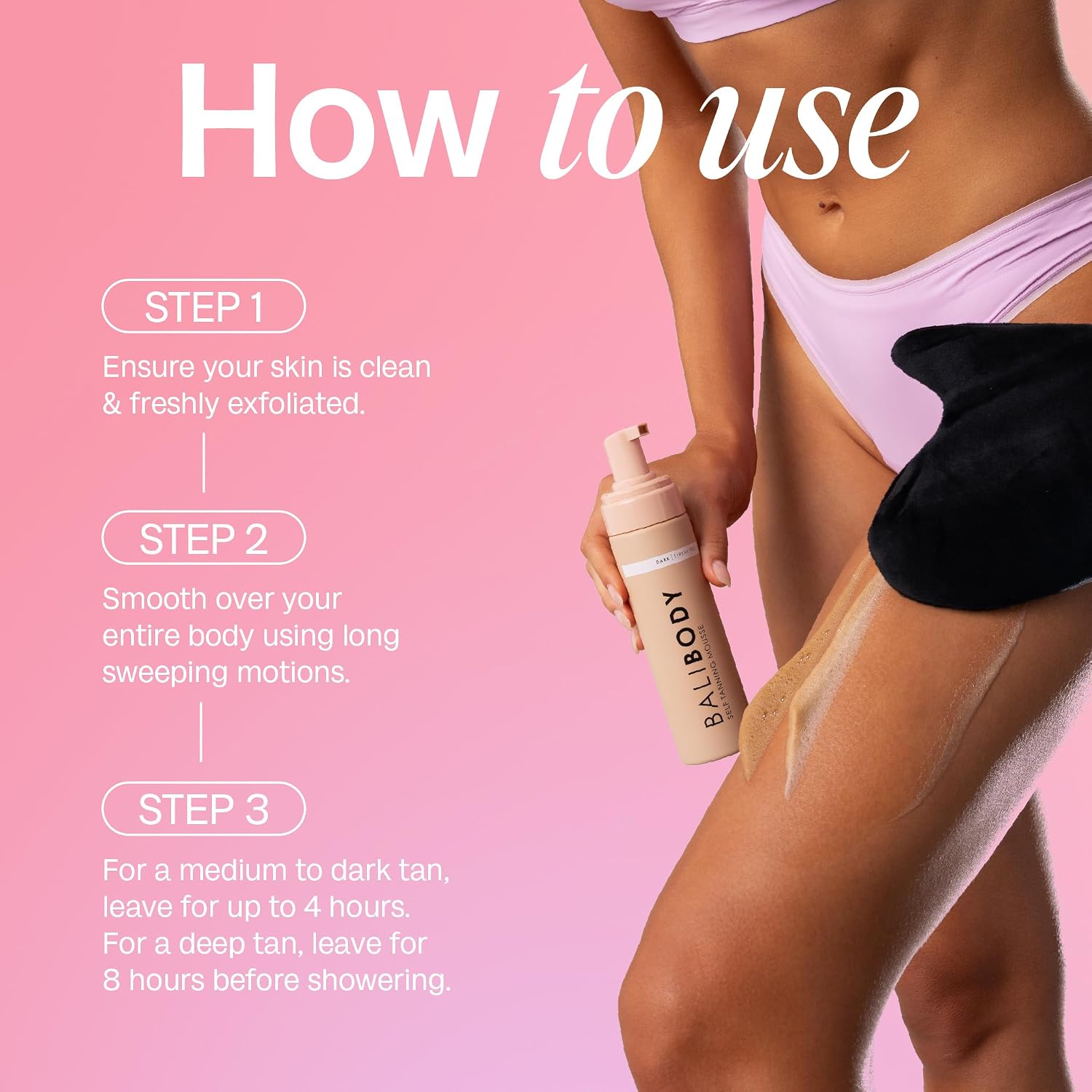 Self Tanner Mousse Dark – Sunless Tanning Foam for Body | Natural, Streak-Free, Fake Tan | Vegan, Cruelty-Free